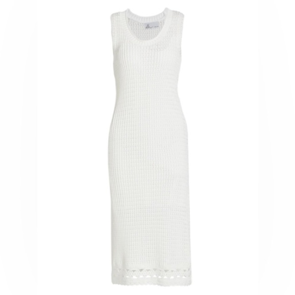DH New York Crochet Midi dress Abigail  Cream/ White Midi Dress with side slits